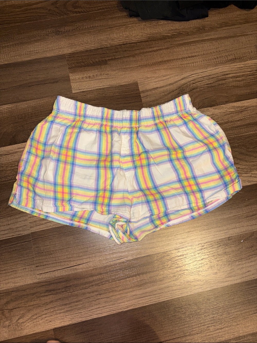 Colsie Pastel Rainbow Plaid Lounge Shorts